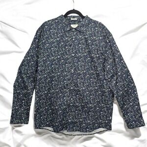 Julian & Mark Button Down Shirt Men's 2XL Navy Blue Floral Print Stretch NWOT